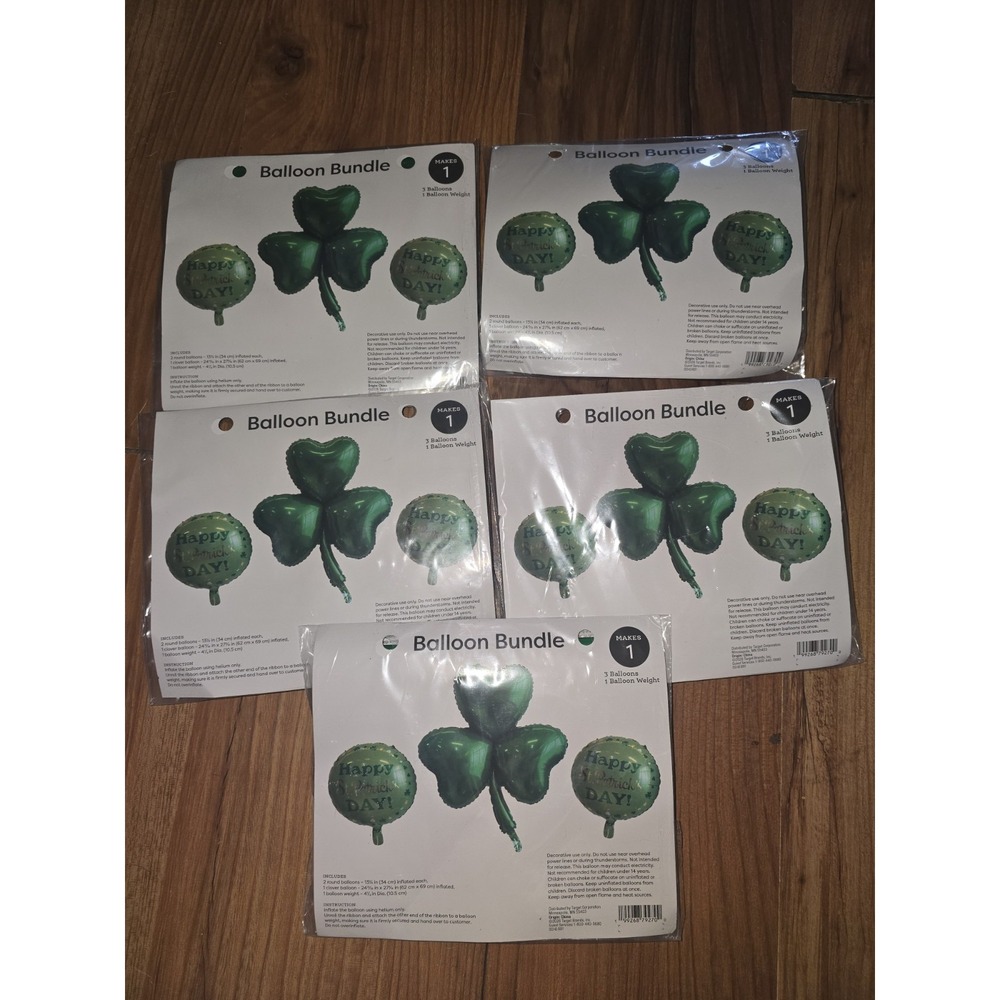 5 Packs St Patricks Day Balloon Sets 15 Balloons Total Shamrock Green Target